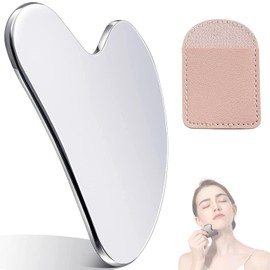 1 PC Gua Sha Facial Tools, Metal Gua Sha, Gua Sha Tool, Body Gua Sha, Stainless Steel Gua Sha, Gua Sha Body Massage Tool, Face Massage Tools, Gua Sha for Face, Legs, Hands, Back(Silver)