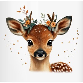 Money Box - Money Boxes - Cute Deer with Flowers Costume Deer Gifts Forest Animal Gift Fawn I Folk Festival - One Size - White