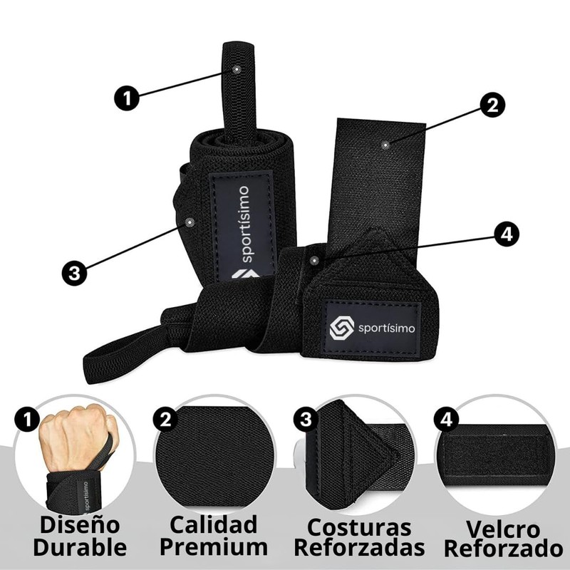 Muñequeras para levantamiento de pesas Sportisimo – Correas de soporte