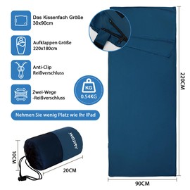 JAICOM Sleeping Bag, Ultralight Silk Sleeping Bag for Travel, 2-in-1 Sleeping Bag, Comfortable and Soft Sleeping Bag, Small Pack Size, Made of Microfibre, Ideal for Backpacking, Hotels