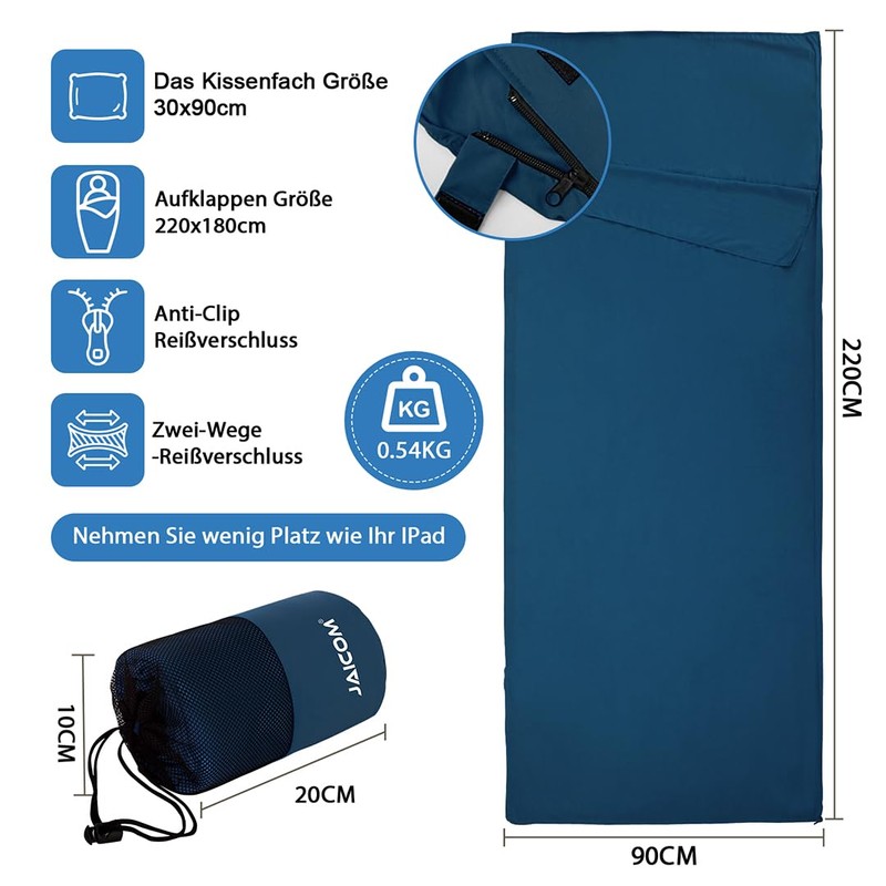 JAICOM Sleeping Bag, Ultralight Silk Sleeping Bag for Travel, 2-in-1