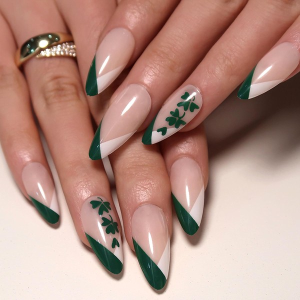 St. Patrick's Day Press on Nails Long Almond Fake Nails