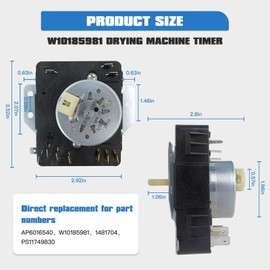 WELURE W10185981 Dryer Timer for Whirlpool for May-tag KitchenAid Jenn-Air Amana Magic Chef Admiral Norge Roper, Replacement for AP6016540 1481704 PS11749830, Easy to Install