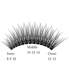 480pcs Individual Lashes Natural Cluster Lashes Fishtail Design 8-14mm Mixed Pack /12 Roots/C Curl /0.07mm Thickness/Faux Mink Diy Premade Fans Eyelash Extensions (MIX-8-14mm, 12D Lash Clusters)