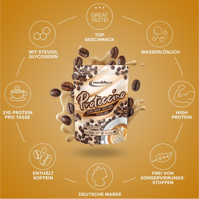 IronMaxx Proteccino – Cappuccino 500g Beutel | Protein Kaffee mit