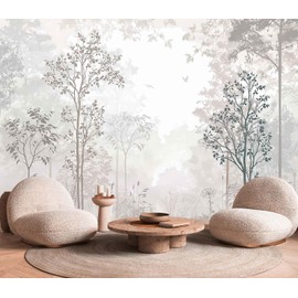 Jdayda Foggy Forest Wallpaper Mural Vintage Woodland Large Wall Mural for Living Room Bedroom Bathroom (Not Self-Adhesive)