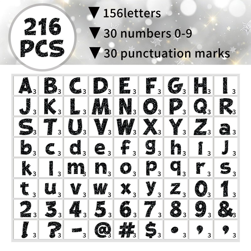 Starboling 216 Pcs Glitter Bulletin Board Letter,4 Inch Poster Board