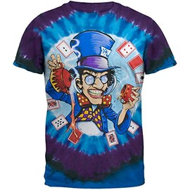 Liquid Blue unisex adult Mad Hatter T-shirt T Shirt, Tie Dye, Medium US