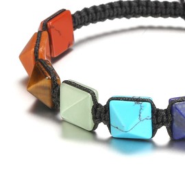 Jovivi Natural 7 Chakras Bracelet Healing Crystal Balancing Pyramid Yoga Energy Beads Braided Rope