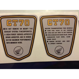 Honda CT70  K3 K4 Style Trail 70 frame Warning Decals, Vinyl Badges