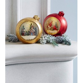 Melrose 68565 Plastic and Glass Led Lighted Musical Snow Globe Cardinals Ornament, 6-inch Height