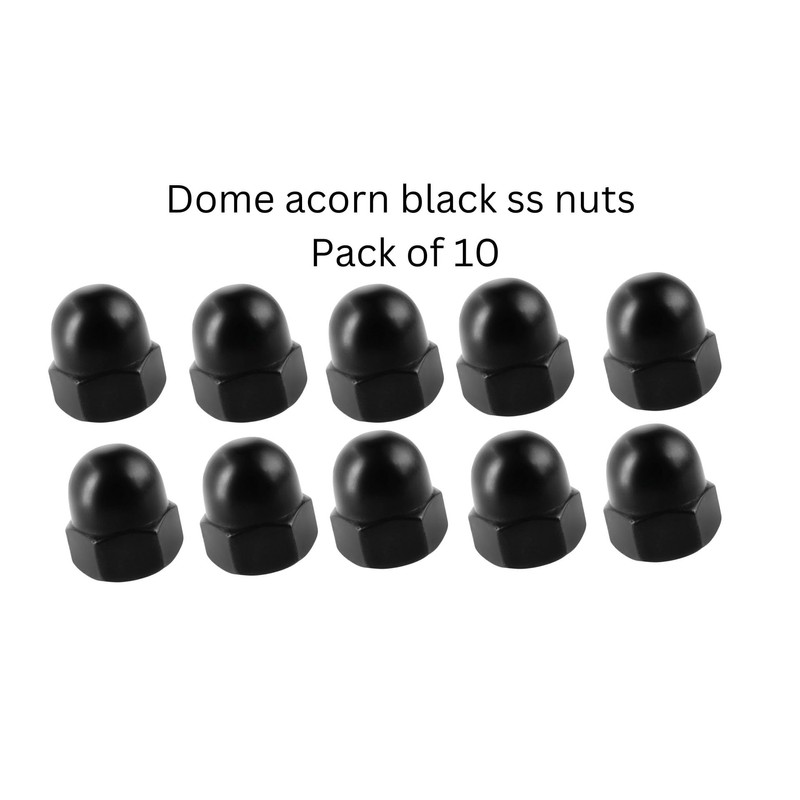 Pack of 10 M6 Black Stainless Steel Cap Nuts Hex