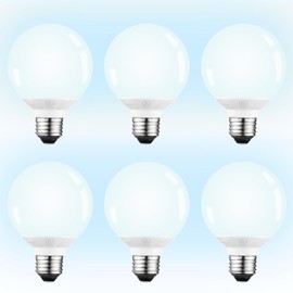 TORCHSTAR G25 LED Light Bulbs, 5W 40W Equivalent, Dimmable 450LM Globe Light Bulbs, 5000K Daylight, E26 Base Decorative Bulb, for Bathroom Vanity or Mirror, UL Listed, Pack of 6