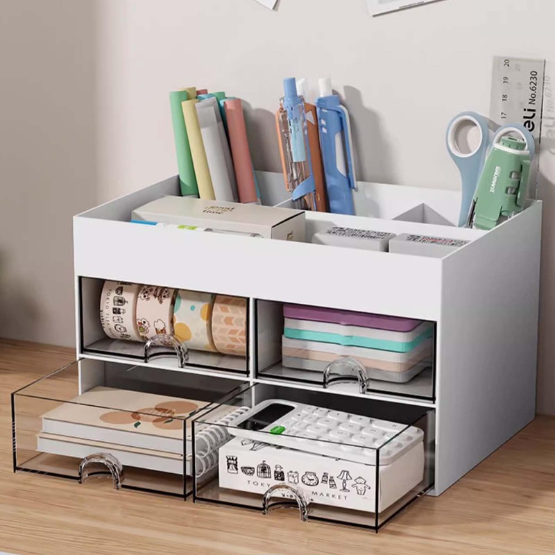 Desk Organiser with 4 Compartments and 4 Drawers - Multifunctional