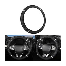 KHGUZ Elastic Car Steering Wheel Cover, Stretch Vehicle Steer Wheel Protector, Breathable Ice Silk Auto Decor Accessories, Cool in Summer, 14.5-15 Inch Universal for SUV, Truck, RV（White）