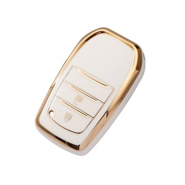 Kinotaka Toyota Specific TPU 2 Button Smart Key Case Yaris Cross Prius 60 Series High Lux GUN125 New Harrier Late Aqua Model Corolla GR Corolla GR Yaris etc Key Cover (White)