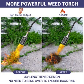Propane Torch Weed Burner,Weed Torch Blow Torch with 1lb Propane Cylinder Adapter and 10FT Hose,Flamethrower with Turbo Trigger for Flame Weeding,Melting Ice Snow,Roofing