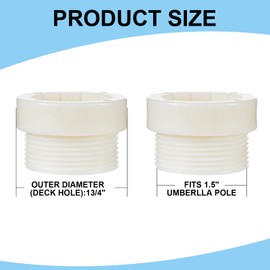 Thyle Pool Umbrella Stabilizer Adapter Threaded Adapter Sleeves Pool Umbrella Sleeve Umbrella Pole Stabilizer for Patio Outdoor 1 3/4" Umbrellas Insert (White)