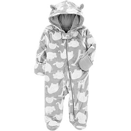 Simple Joys by Carter's - Mono de forro polar con pies para bebé, gris, animal, 0-3 meses