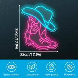 Flixyticy Cowboy Boot with Hat Neon Signs, LED Hanging Light Sign USB Powered Dimmable for Girls Room, Women Bedroom, Preppy Dorm Decoration Party Birthday Christmas Gifts (Cowboy Boot&Hat)