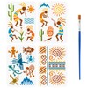 FINGERINSPIRE 4PCS Cocopelli Patterns Stencils with 1Pc Plastic Brush 21x29.7cm