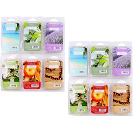 Hosley Set of 12 Assorted Wax Cubes Melts Tarts 2.5 Ounce Each. Apple Cinnamon Caribbean Breeze Eucalyptus Mint Lavender Fields Rustic Sandalwood Sweet Pea Jasmine. Ideal Gift O2 (12 Count)