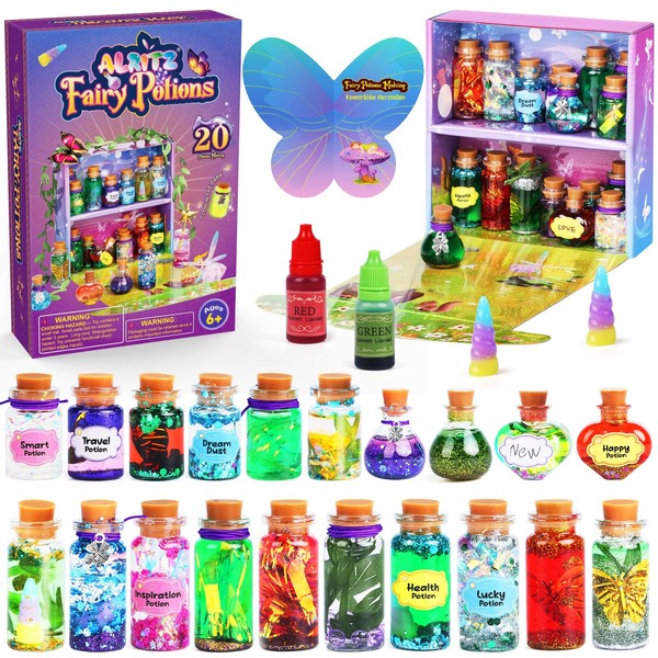 Alritz Fairy Polyjuice Potion Kits for Kids, 20 Bottles Magic DIY Mixies Potions, Halloween Decorations Creative Crafts Toys for Girls 6 7 8 9 10