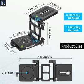 INNOREL ZH7 Z Flex Tilt Tripod Head Aluminum Alloy Flexible Multiple Angles Panoramic Folding Z Type Head with Adjustment Knob for Canon Nikon Sony DSLR Camera Camcorder Slider Rail