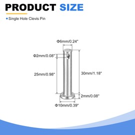 sourcing map 8Pcs 1/4" x 1-3/16" Single Hole Clevis Pins, 304 Stainless Steel Flat Head Clevis Pins Hitch Pin for Trailer Latch, Mechanics Repair, Furniture Installation, Industrial Equipment