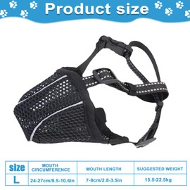Muzzles for Dogs, Medium Dog Muzzle for Large Dogs, Soft Mesh Muzzle for Large Dogs, Muzzle for Small, Medium and Large Dogs, Prevents Biting Chewing and Barking (L)