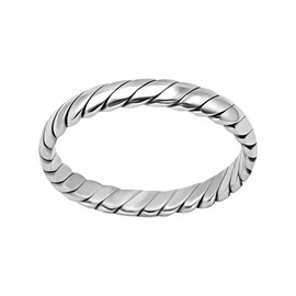 Silverly Sterling Silver Classic Twisted Rope Band Ring - Stacking Thick Wedding Band for Women and Men - Elegant Minimalist Curved Design - Classic Jewellery - Simple 925 Silver Braided Rings