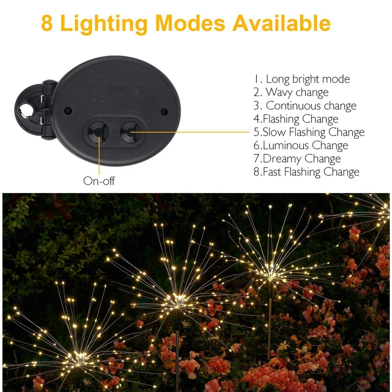 Solar Lights Outdoor, 2 Pack Solar Firework Lights Outdoor –
