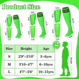 Soccer Shin Guards Soccer Shin Pads Set with Shin Sleeves and Long Soccer Socks Optimized Insert Pocket Protective Soccer Lightweight Soccer Equipment for Boys Girls Men Soccer Game (Green)