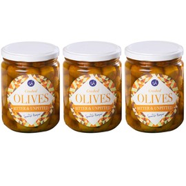 Set of 3 | 665g Each | Crushed Verdial Olives | Slightly Bitter and Unpitted | Gently Spicy and Garlic |