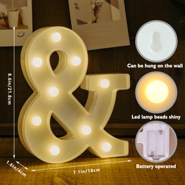 IFDGCTK Light Up Letters, Led Letter Lights 26 Alphabet, Decorative Lighted Letter, Battery Powered Led Marquee Letters for Party, Bar, Night Light, Home Decor(&)