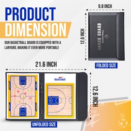 ZPU Basketball Coaching Board, Magnetic Basketball Clipboard for Coaches, Portable Foldable Basketball Play Board with Dry Erase, Marker Pen and Magnets, for Teaching and Game Plan