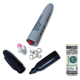 Fake Pen Diversion Safe Large Marker - Realistic Pen Diversion Safe - Hidden Secret Compartment Decoy Permanent Marker - Hide And Store Money Waterproof Storage Cash Holder Container Lock