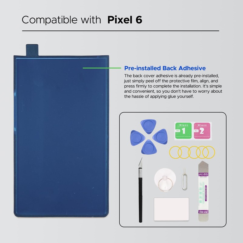 GREEN FUSION Compatible with Pixel 6 Back Glass Cover Replacement,