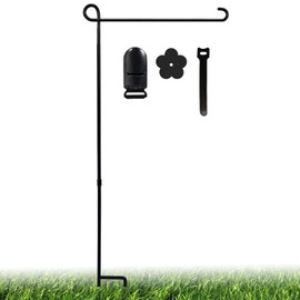 PHITRIC PHITRIC Garden Flag Holder Stand, Premium Powder-Coated Yard Flag Pole, Weather-Proof Black Metal Flagpole with Clip and Stopper for Winter Christmas Garden Flag, USA Flag, Outdoor Decor Decoration