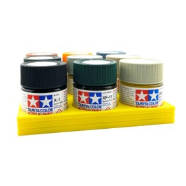 Jeff Did it! 23ml Paint Bottle Display/Holder - Holds 9 Bottles Compatible with Tamiya 10ml Bottles with Anti-Slip Rubber Feet - 3D Printed (Yellow)