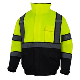 VENDACE Hi Vis Reflective Safety Winter Jackets for Men Polar Fleece Lining ANSI Class 3 High Visibility Jacket(Yellow,L)