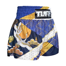 Tuff Sport Muay Thai - Pantalones cortos de boxeo, estilo tradicional, para entrenamiento, kickboxing, Tuf-ms651-blu, Small