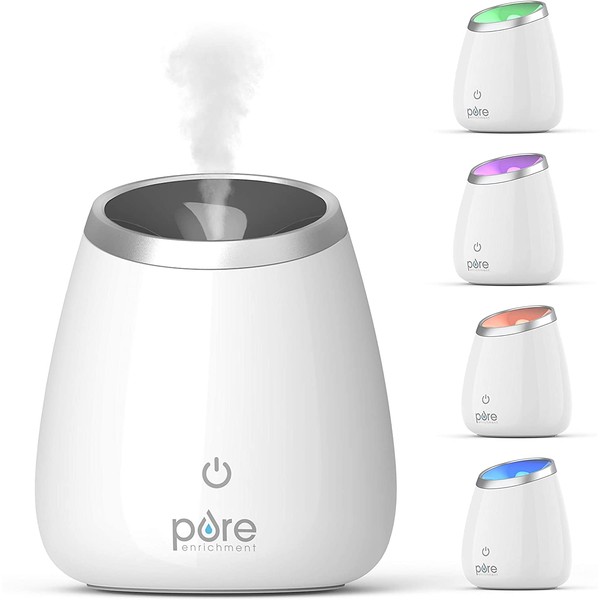 Pure Enrichment PureSpa Deluxe Ultrasonic Essential Oil Diffuser - 120ml Water Tank Lasts Up to 10 Hours While Generating Mood-Boosting Ions - Includes Optional Color-Changing Light and Auto Shut-Off