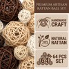 Rattan Balls 64 Pcs Decorative Balls with Natural Woven Texture,