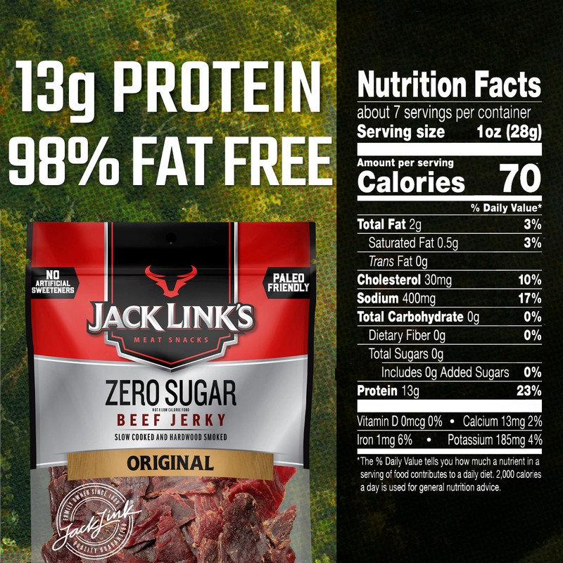 Jack Link's Beef Jerky, Original, Zero Sugar - Flavorful Meat