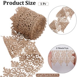 CABODYALS 2 3/4 Inch Gold Lace Trim Wavy Edge Applique Fabric Embroidery Rose Floral Tassel Polyester Metallic Glitter Embroidered Ribbons for Sewing Making Clothes Accessories Embellishment Supply