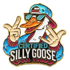 Certified Silly Goose Enamel Pin – Funny Goose Pins for Backpacks, Jackets, Hats – Cool Trendy Backpack Pins for Goose Lovers, Enamel Lapel Pin Gift for Teens & Adults (1, Golden)