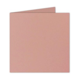 Gustav Neuser 25 x Square Folding Card Set, 15 x 15 cm, with Envelopes, Inserts and Jewellery Ribbon, Dusky Pink, for Invitation Cards, Wedding, Christmas