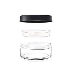 1PCS Portable Empty Clear Foundation Make-up Powder Puff Box Case Container with Powder Puff Sifter and Black Screw Lid Loose Powder Jar Pot (Ф7cm-Black Lid)