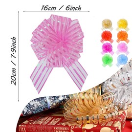 Gift Bows Large 6 inches 10 Pcs Gift Pull Bows for Presents, Gift Wrap Ribbon Pull Bows for Gift Wrapping, Wedding Baskets, Presents, Floral Decoration, Gift Bows Bulk (Pink-10 PC)